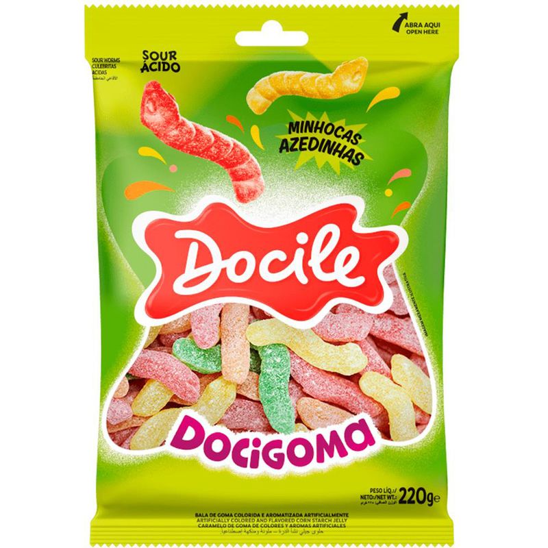 Bala-de-Goma-Docile-Docigoma-Minhocas-Azedinhas-220g