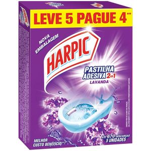 Desodorizador Sanitário Harpic Pastilha Adesiva Lavanda  Com 5 Unidades