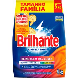 Lava Roupas em Pó Brilhante Limpeza Total 4kg