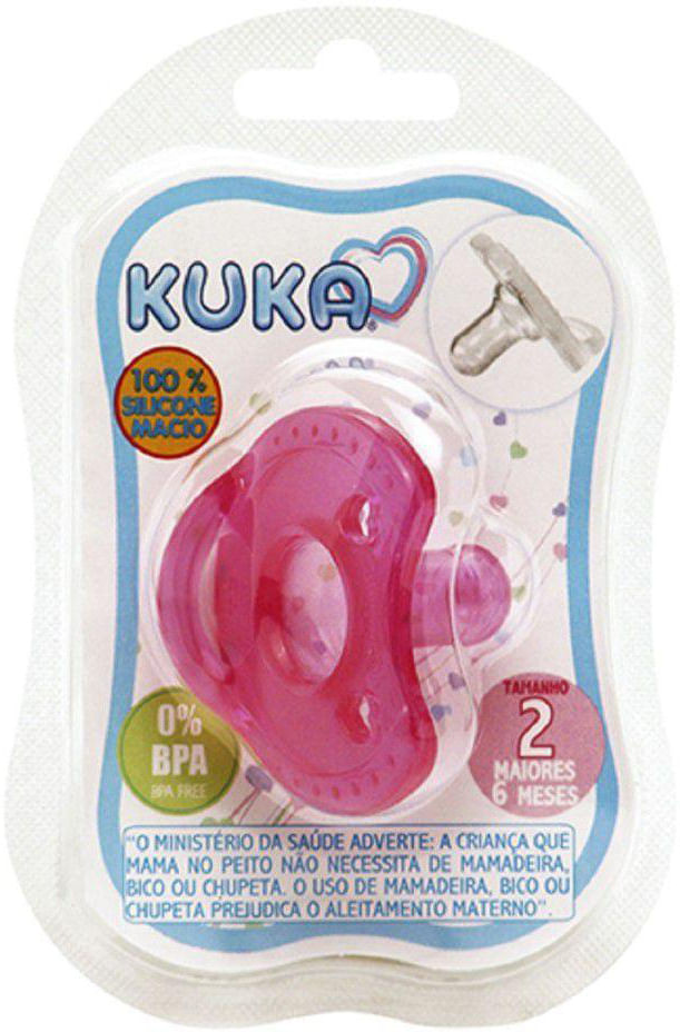 Chupeta Kuka Soft Comfort Rosa Redonda de Silicone N°2