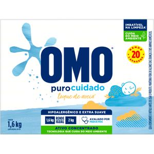 Lava Roupas em Pó Omo Puro Cuidado Caixa 1,6kg