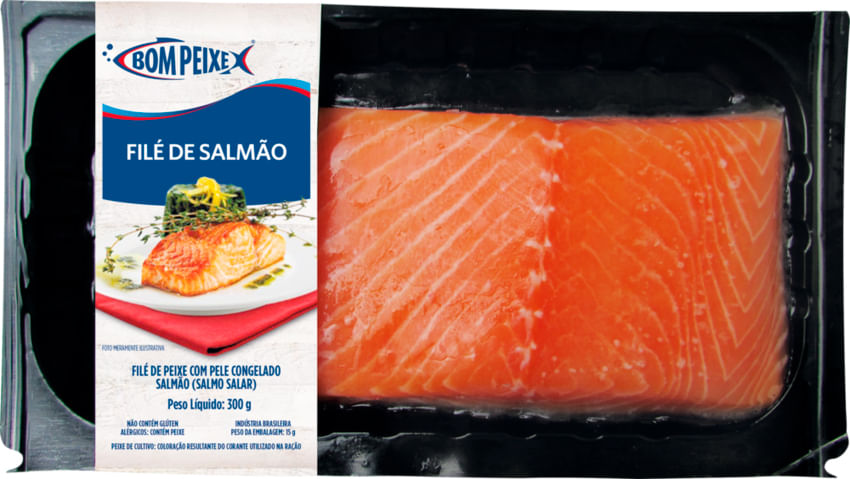 Peixe Salmão em Filé Congelado Bom Peixe 300g