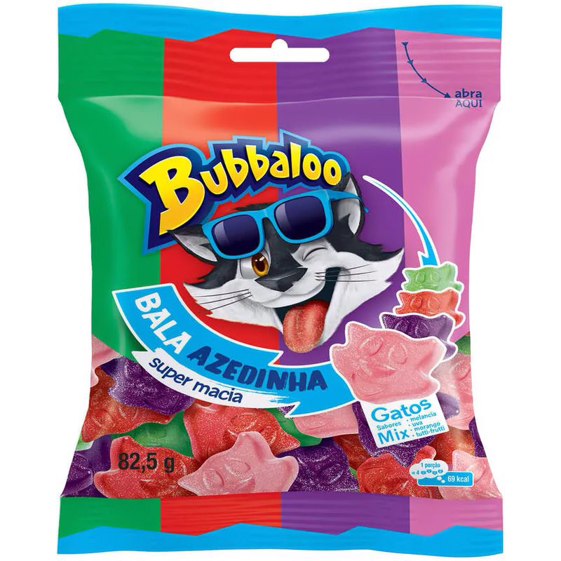 Bala-Gelatinosa-Bubbaloo-Azedinha-Gatos-Uva-Morango-e-Tutti-Frutti-86g