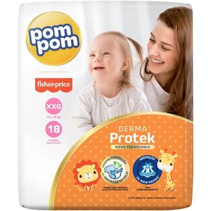 Fralda Infantil Pom Pom Derma Protek Tamanho XXG  Com 18 Unidades