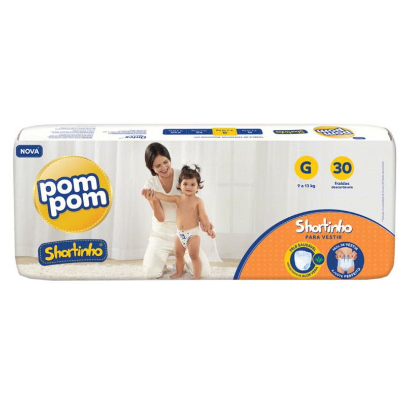 Fralda-Infantil-Pom-Pom-Shortinho-Tamanho-G--Com-30-Unidades
