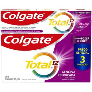 Creme Dental Colgate Total 12 Gengiva Reforçada 90g | Com 3 Unidades