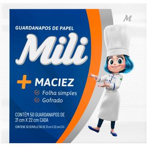 Guardanapo Mili Folha Simples 21X22cm  Com 50 Folhas