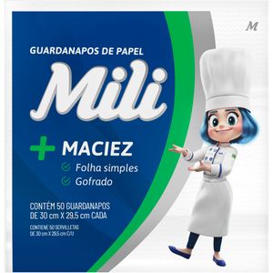 Guardanapo Mili Folha Simples 30X29,5cm  Com 50 Folhas