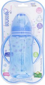 Mamadeira-Kuka-T2-Big-Aquarela-Azul-Ortodontica-de-Silicone-com-Alca-330ml--Ref1401