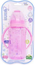 Mamadeira-Kuka-T2-Big-Aquarela-Rosa-Ortodontica-de-Silicone-com-Alca-330ml--Ref1402