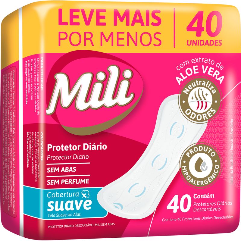 Protetor-Diario-Mili-Cobertura-Suave-Sem-Perfume-Sem-Abas--Com-40-Unidades