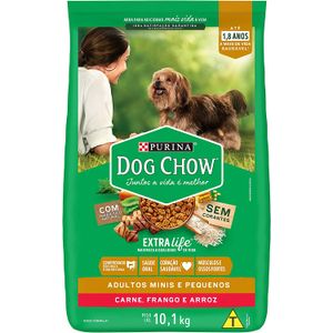 Ração para Cães Dog Chow Adultos Minis e Pequenos Carne, Frango e Arroz 10,1kg