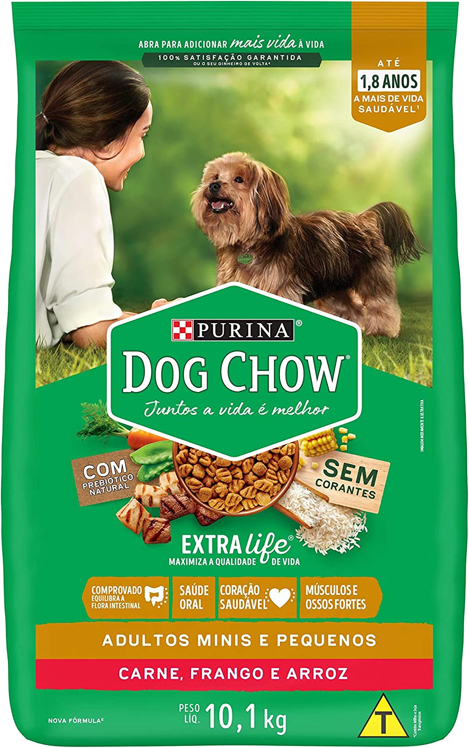 Ração para Cães Dog Chow Adultos Minis e Pequenos Carne, Frango e Arroz ...