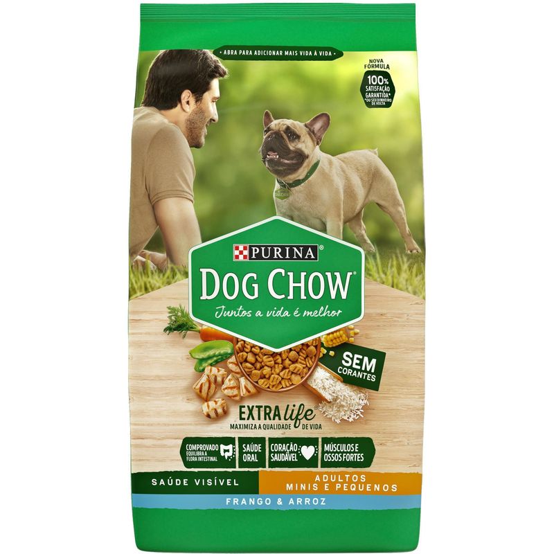 Racao-para-Caes-Dog-Chow-Extralife-Adultos-Minis-e-Pequenos-Carne-Frango-e-Arroz-1kg