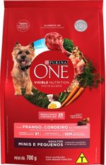 Racao-para-Caes-Purina-One-Adultos-Minis-e-Pequenas-Frango-e-Cordeiro-700g