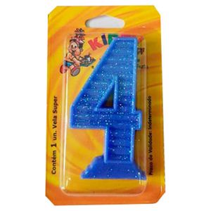 Vela de Aniversário Kirey Azul N°4
