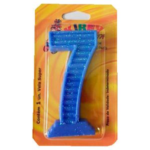 Vela de Aniversário Kirey Azul N°7