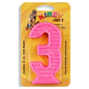 Vela de Aniversário Kirey Rosa N°3