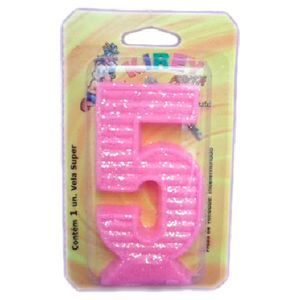 Vela de Aniversário Kirey Rosa N°5