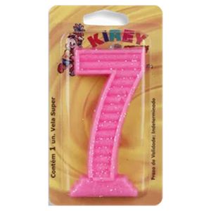 Vela de Aniversário Kirey Rosa N°7