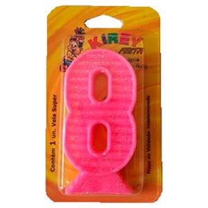 Vela de Aniversário Kirey Rosa N°8