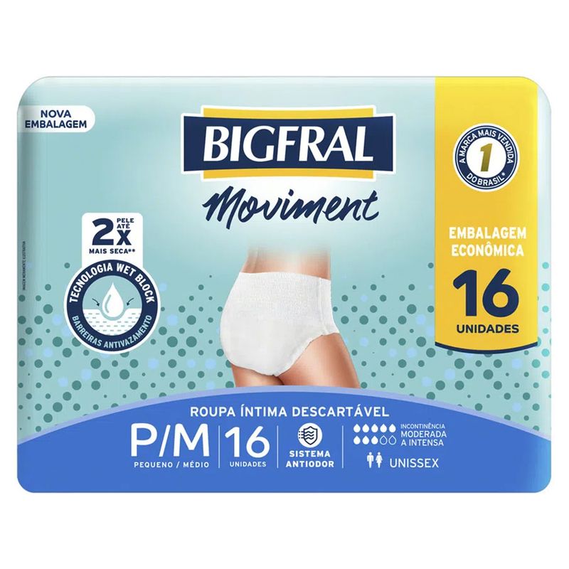 Roupa-intima-Bigfral-Moviment-Tamanho-PM--Com-16-Unidades