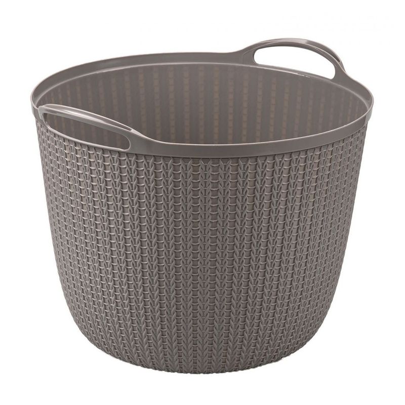 Cesto-para-Roupas-Plasutil-Trama-Redondo-Bege-com-Alca-A1-25L