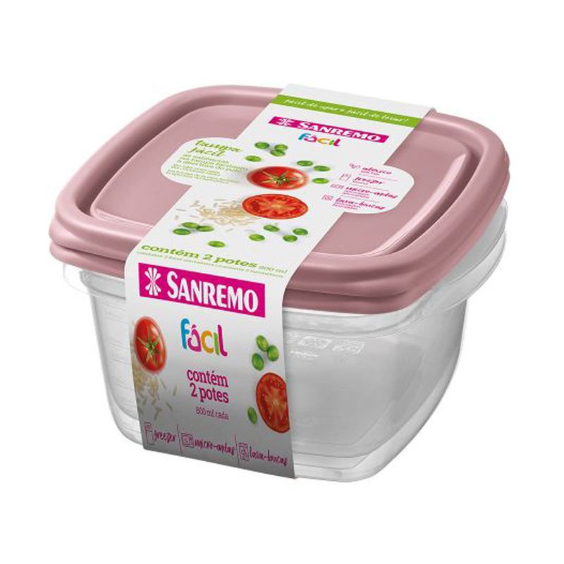 Kit-Pote-Plastico-Sanremo-Quadrado-200ml--Com-4-Unidades