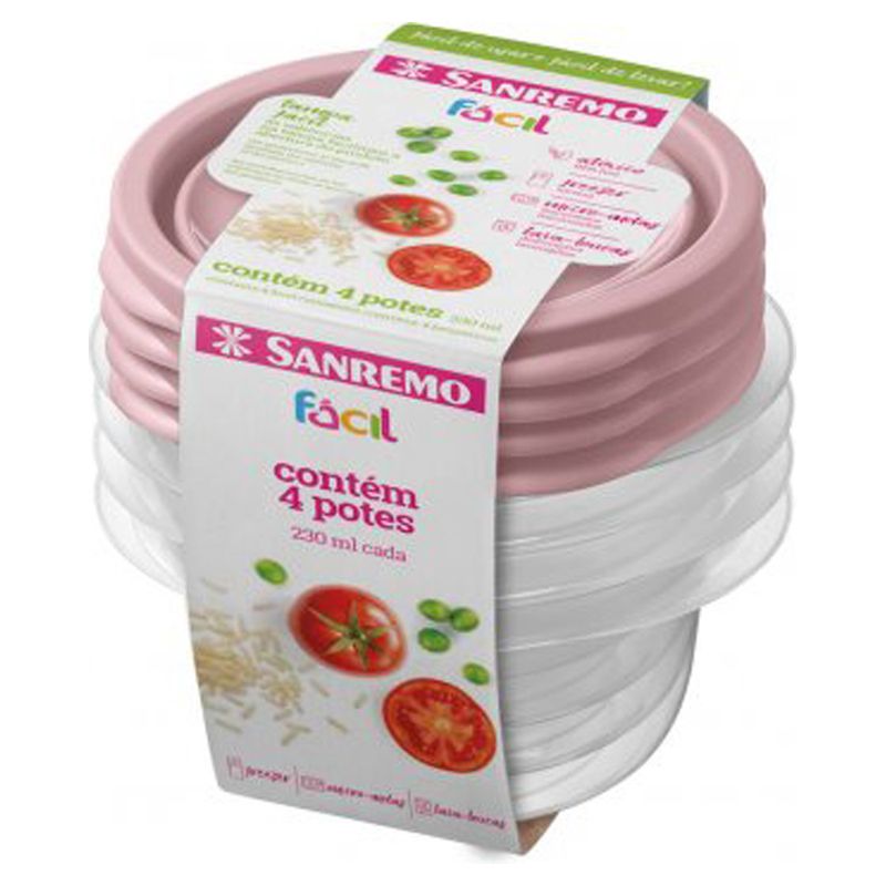 Kit-Pote-Plastico-Sanremo-Redondo-230ml--Com-4-Unidades