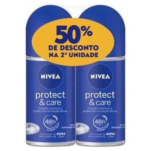 Desodorante Roll-On Feminino Nivea Protect & Care 50ml | Com 2 Unidades