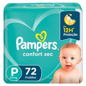 Fralda Infantil Pampers Confort Sec Tamanho P | Com 72 Unidades