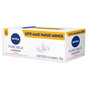 Sabonete em Barra Nivea Pure Milk Sensitive 90g | Com 6 Unidades