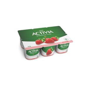 Leite Fermentado Integral Morango Activia Bandeja 510g com 6 Unidades