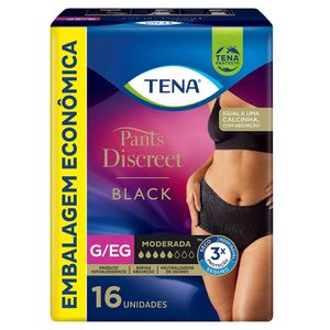 Roupa Íntima Tena Discreet Black Tamanho G/EG | Com 16 Unidades