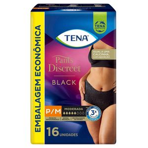 Roupa Íntima Tena Discreet Black Tamanho P/M | Com 16 Unidades