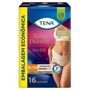 Roupa Íntima Tena Discreet Nude Tamanho P/M | Com 16 Unidades