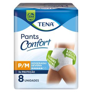 Roupa Íntima Tena Pants Confort Tamanho P/M| Com 8 Unidades