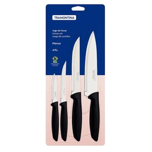 Conjunto de Facas Tramontina Preto de Inox | Com 4 Unidades