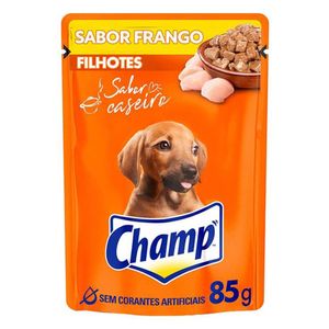 Ração Úmida para Cães Champ Sabor de Casa Filhotes Frango Sachê 85g