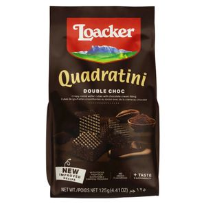 Biscoito Wafer Loacker Quadratini Double Chocolate 125g