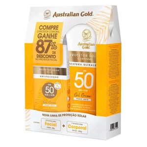 Kit Australian Gold Protetor Solar Facial FPS50 50g e Protetor Solar Corporal FPS50 200g