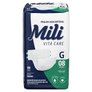 Fralda Geriátrica Mili Vita Care Tamanho G | Com 8 Unidades