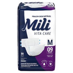 Fralda Geriátrica Mili Vita Care Tamanho M | Com 9 Unidades