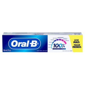 Creme Dental Oral-B 100% Menta Refrescante 175g