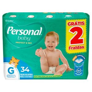 Fralda Infantil Personal Baby Mega Tamanho G Leve 34 Pague 32 Unidades