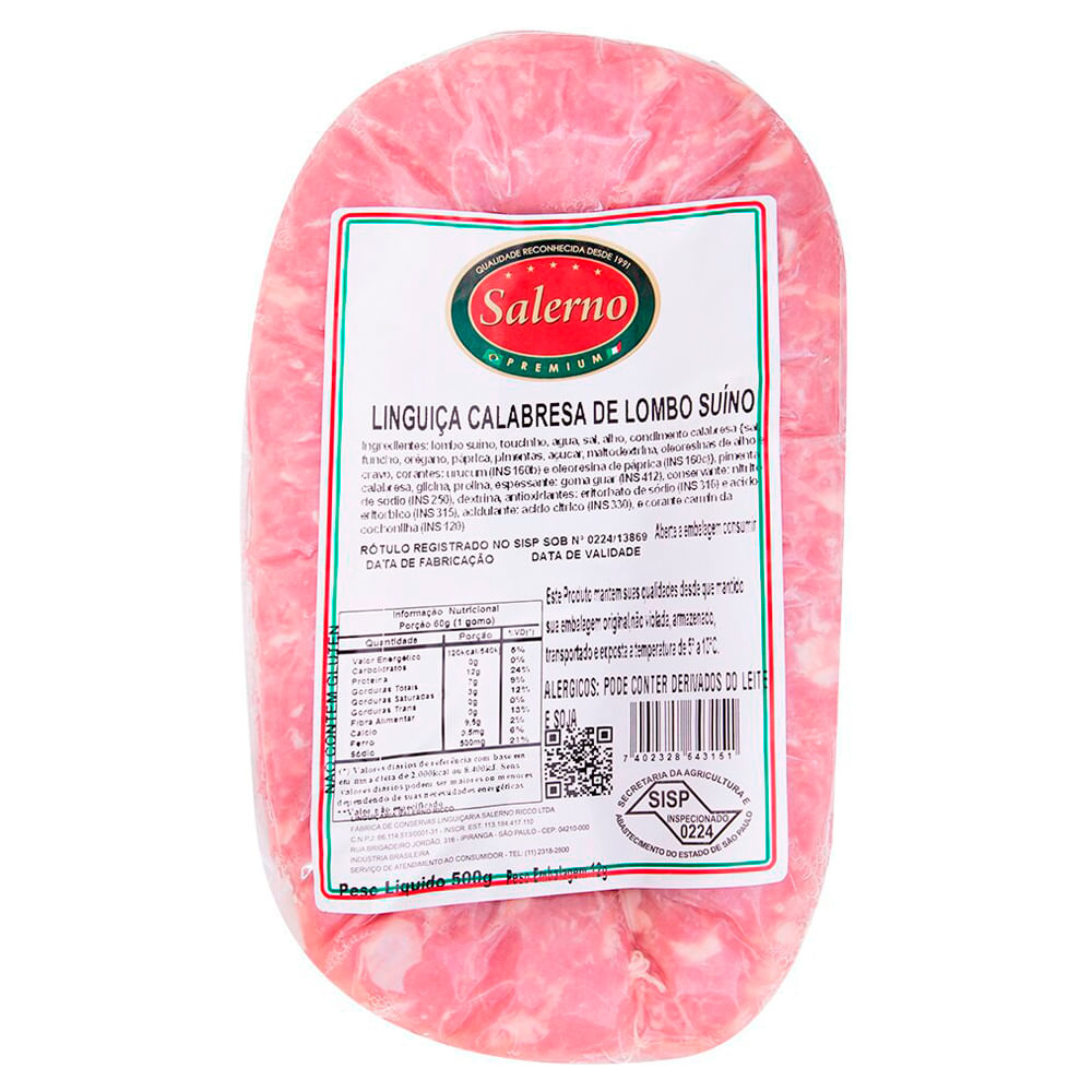 Linguiça Calabresa Salerno com Alho 500g