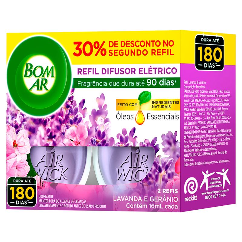 Odorizador-de-Ambiente-Bom-Ar-Lavanda-Geranio-Refil-Eletrico-16ml-Com-2-Unidades