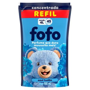 Amaciante para Roupas Fofo Concentrado Tudão Azul Refil 900ml