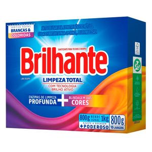 Detergente em Pó Brilhante Cuidado Total Caixa 800g