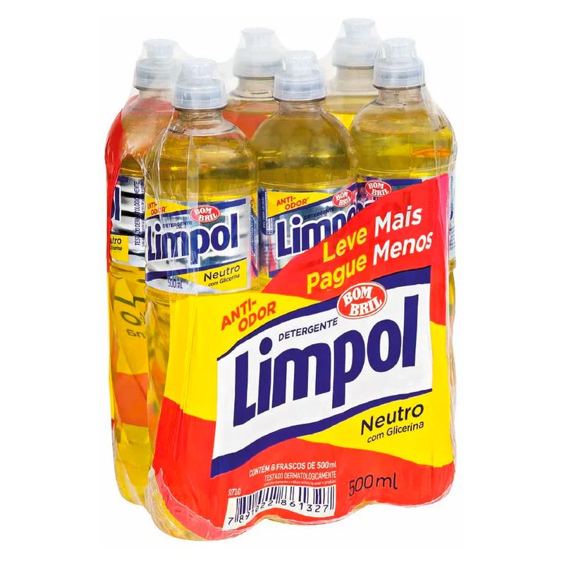 Detergente-Liquido-Limpol-Neutro-500ml-Com-6-Unidades